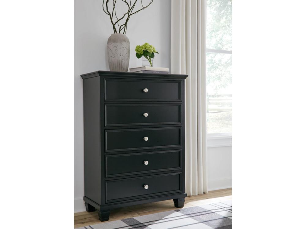 Signature Design by Ashley - Lanolee Five Drawer Chest in Black - B687-46 veiw 2
