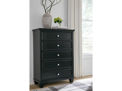 Signature Design by Ashley - Lanolee Five Drawer Chest in Black - B687-46 veiw 2