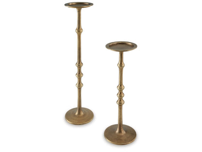 Signature Design by Ashley - Larwick Candle Holder Set (Set of 2) in Antique Brass FInish - A2000683 veiw 1