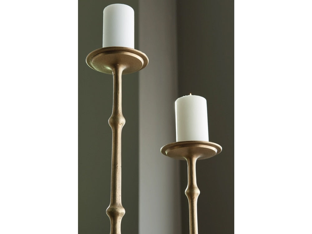 Signature Design by Ashley - Larwick Candle Holder Set (Set of 2) in Antique Brass FInish - A2000683 veiw 3