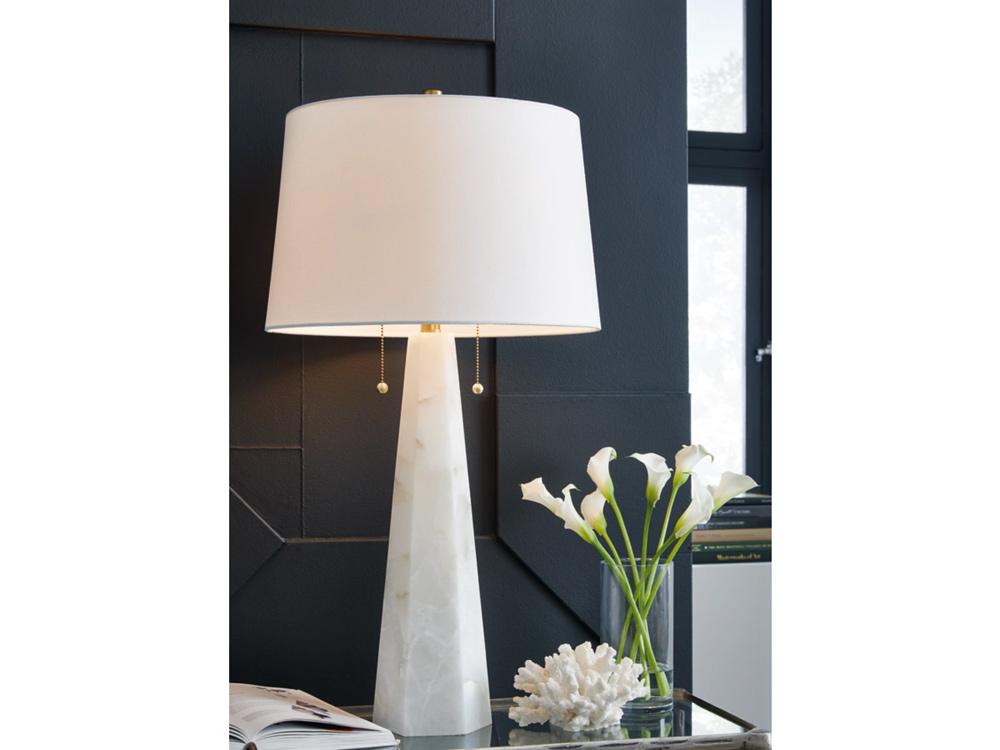 Signature Design by Ashley - Laurellen Alabaster Table Lamp in White - L429064 veiw 2