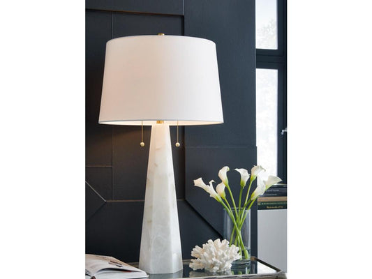 Signature Design by Ashley - Laurellen Alabaster Table Lamp in White - L429064 veiw 2