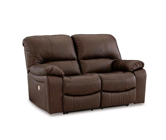 Signature Design by Ashley - Leesworth Power Reclining Loveseat in Dark Brown - U4380874 veiw 1