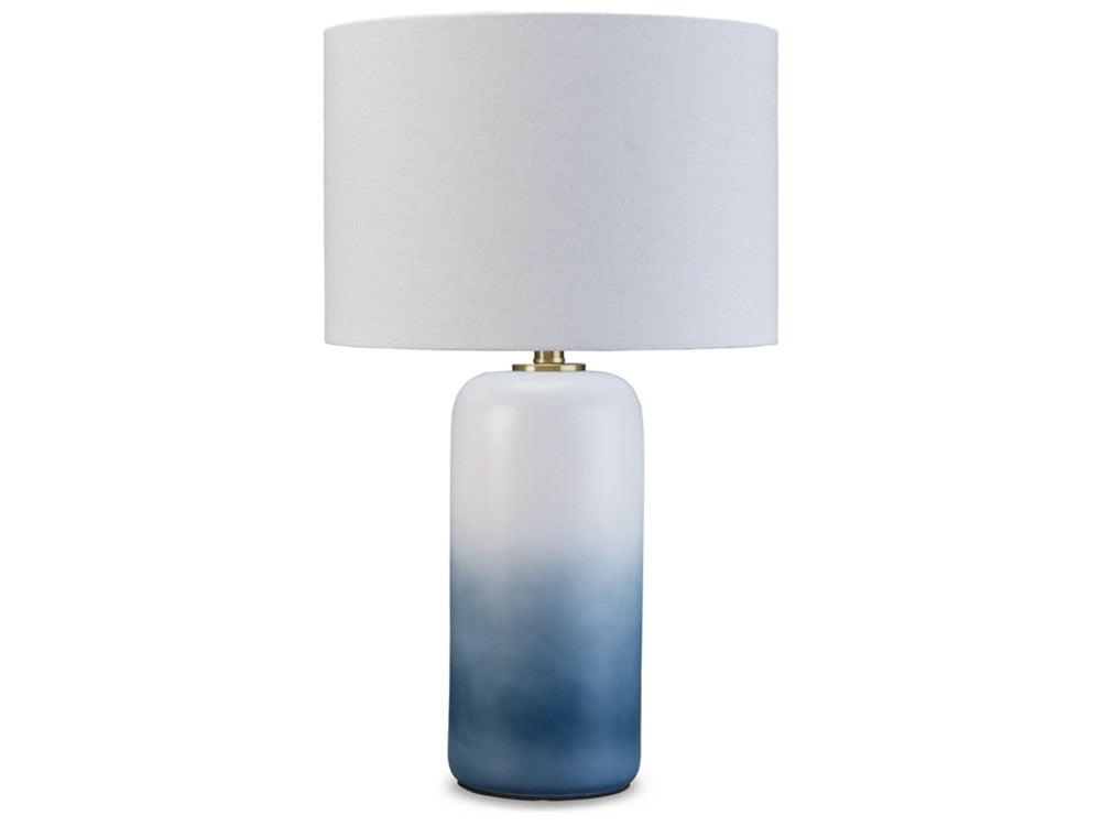 Signature Design by Ashley - Lemrich Ceramic Table Lamp in White/Teal - L123874 veiw 1