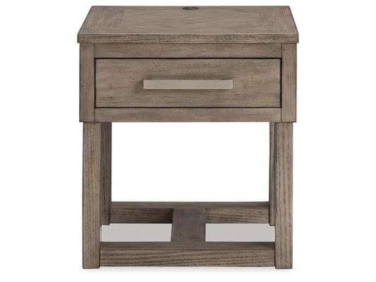 Signature Design by Ashley - Loyaska Rectangular End Table in Grayish Brown/White - T854-3 veiw 1