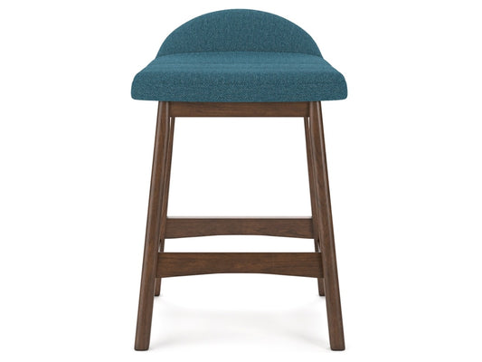 Signature Design by Ashley - Lyncott Upholstered Barstool (Set Of 2) in Blue/Brown - D615-324 veiw 1