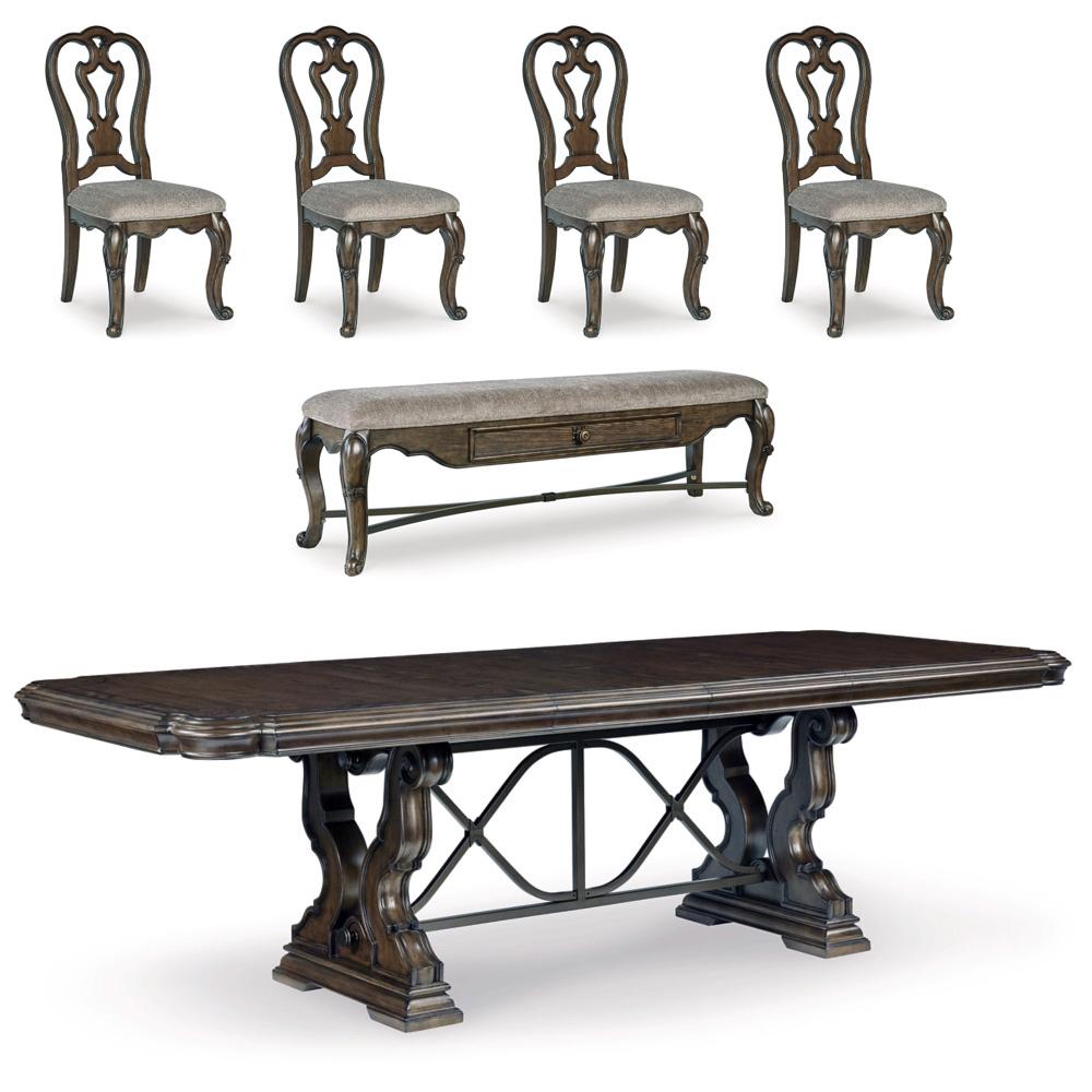 Signature Design by Ashley - Maylee Dining Table With 4 Chairs And Bench in Dark Brown veiw 1