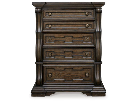 Signature Design by Ashley - Maylee Five Drawer Chest in Dark Brown - B947-46 veiw 1