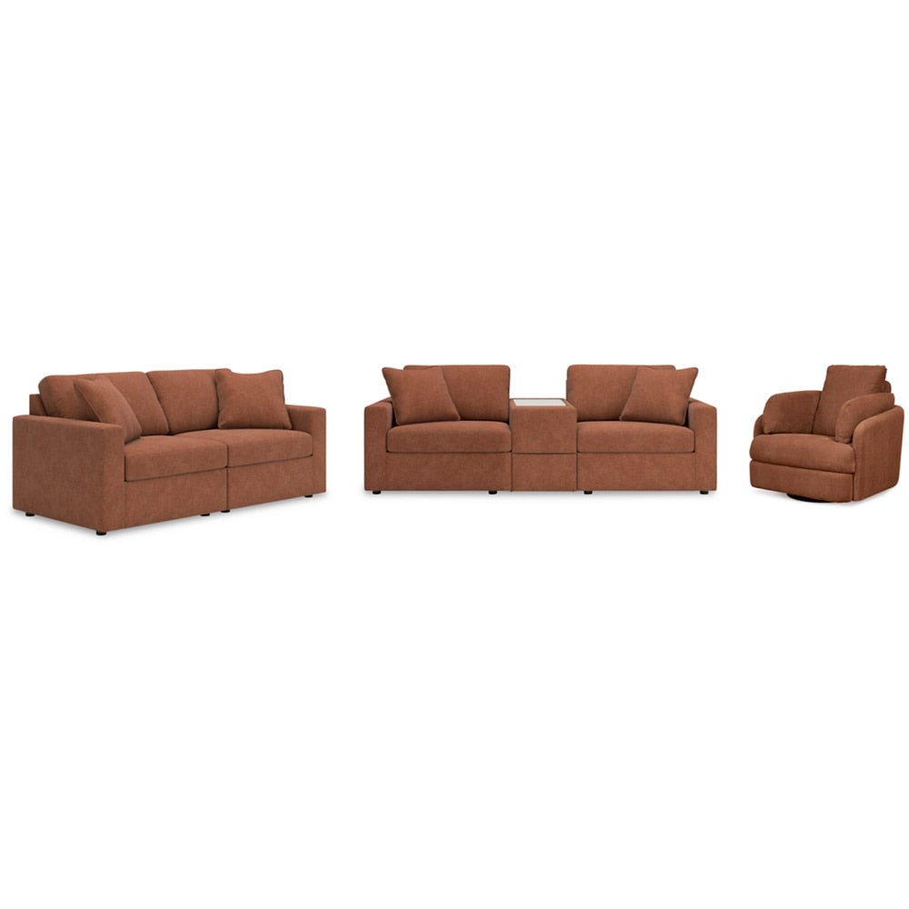 Signature Design by Ashley - Modmax 3 Piece Sectional Sofa, 2 Piece Sectional Loveseat and Swivel Glider Recliner in Spice veiw 1
