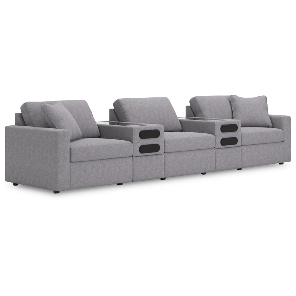 Signature Design by Ashley - Modmax 5-Piece Sectional With Audio Consoles in Granite veiw 1