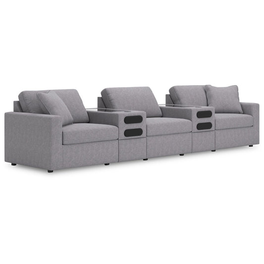 Signature Design by Ashley - Modmax 5-Piece Sectional With Audio Consoles in Granite veiw 1