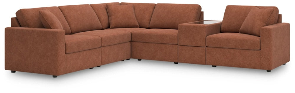 Signature Design by Ashley - Modmax Fabric 6-Piece Sectional With Storage Console in Spice veiw 1