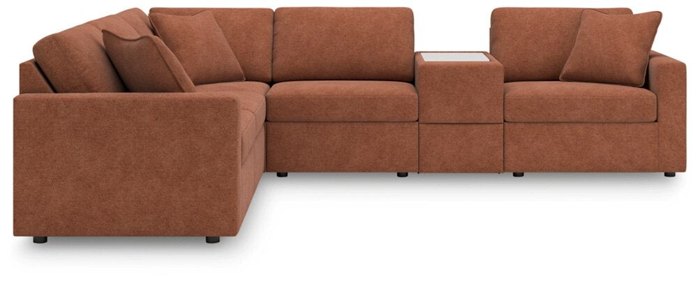 Signature Design by Ashley - Modmax Fabric 6-Piece Sectional With Storage Console in Spice veiw 2