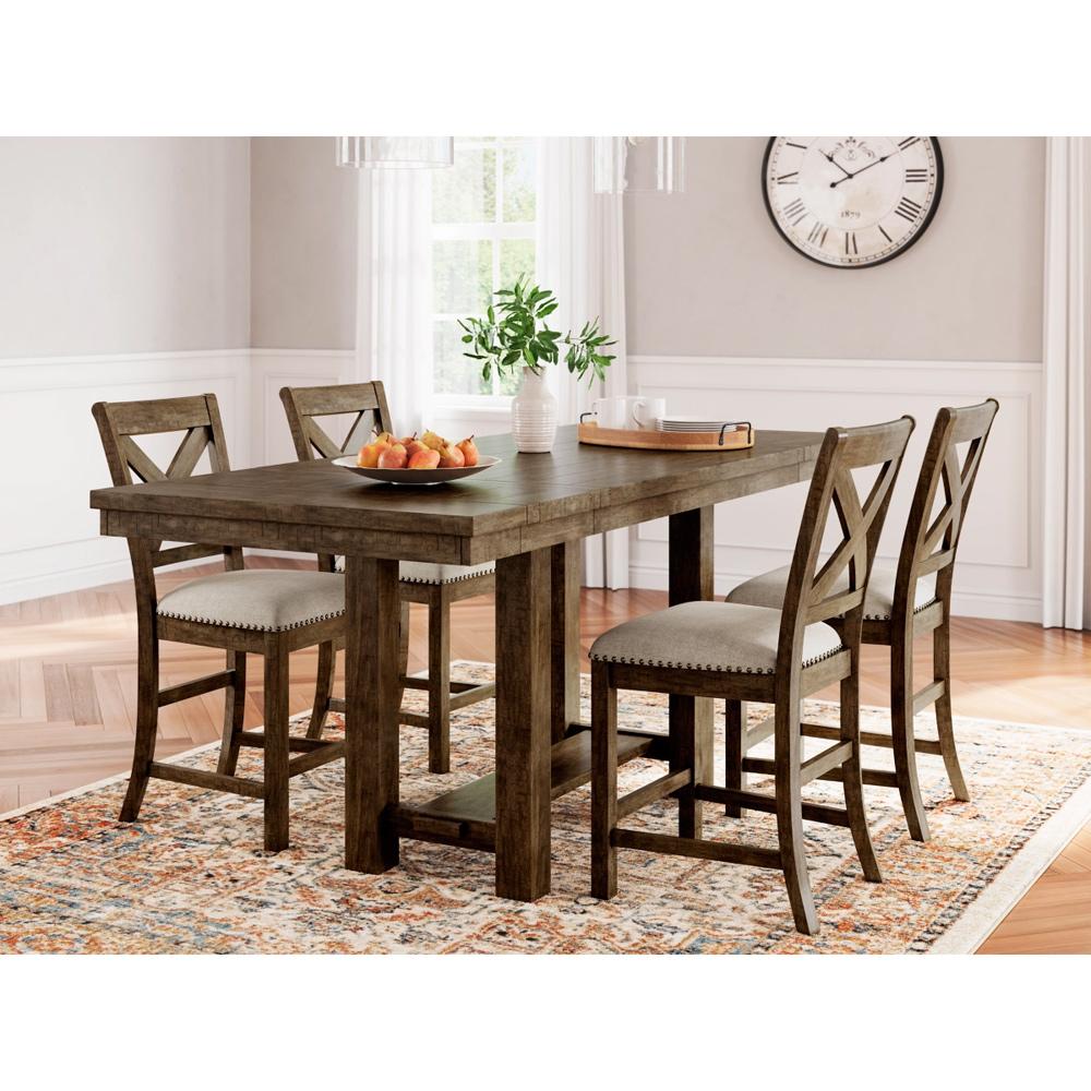 Signature Design by Ashley - Moriville Counter Height Dining Table And 4 Barstools in Grayish Brown veiw 1