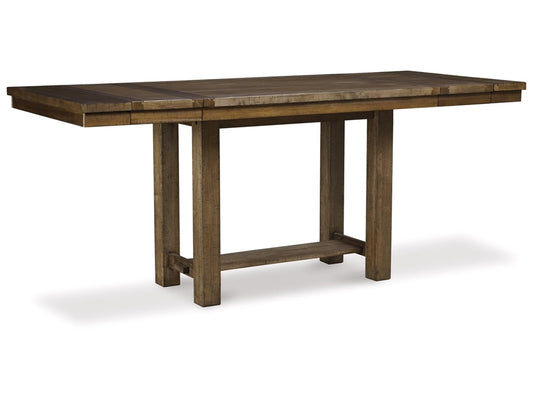 Signature Design by Ashley - Moriville Rect Drm Counter Ext Table in Grayish Brown - D631-32 veiw 1