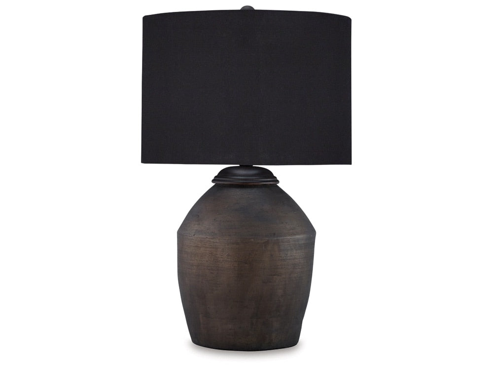 Signature Design by Ashley - Naareman Terracotta Table Lamp in Metallic Black - L100804 veiw 1