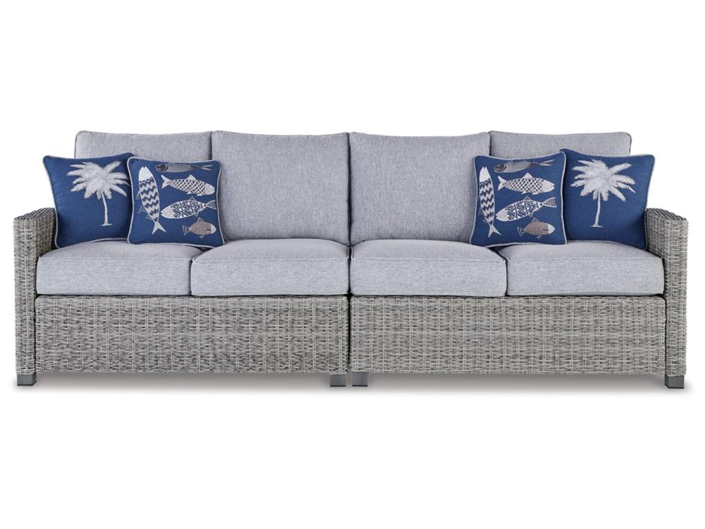 Signature Design by Ashley - Naples Beach Outdoor Raf/Laf Loveseat W/Cush (Set of 2) in Light Gray - P439-854 veiw 1