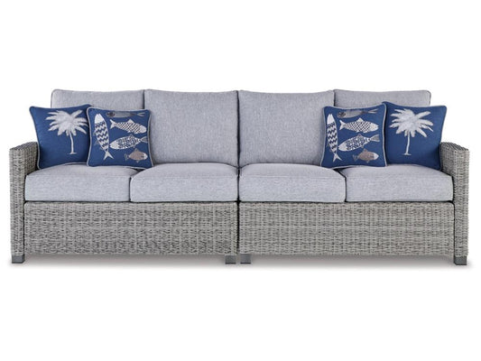 Signature Design by Ashley - Naples Beach Outdoor Raf/Laf Loveseat W/Cush (Set of 2) in Light Gray - P439-854 veiw 1