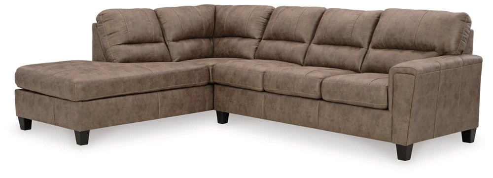 Signature Design by Ashley - Navi Leather 2 Pc Sectional Sofa Chaise in Fossil veiw 1