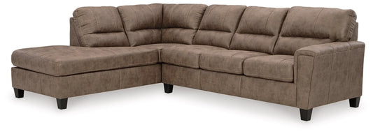 Signature Design by Ashley - Navi Leather 2 Pc Sectional Sofa Chaise in Fossil veiw 1