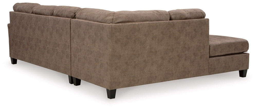 Signature Design by Ashley - Navi Leather 2 Pc Sectional Sofa Chaise in Fossil veiw 3