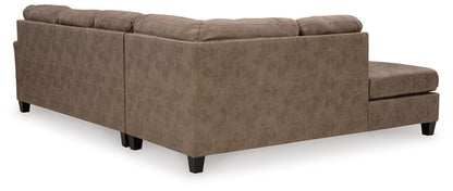 Signature Design by Ashley - Navi Leather 2 Pc Sectional Sofa Chaise in Fossil veiw 3