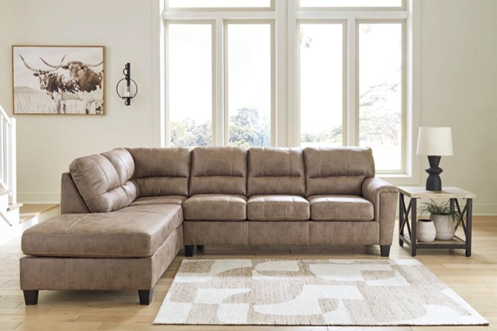 Signature Design by Ashley - Navi Leather 2 Pc Sectional Sofa Chaise in Fossil veiw 4