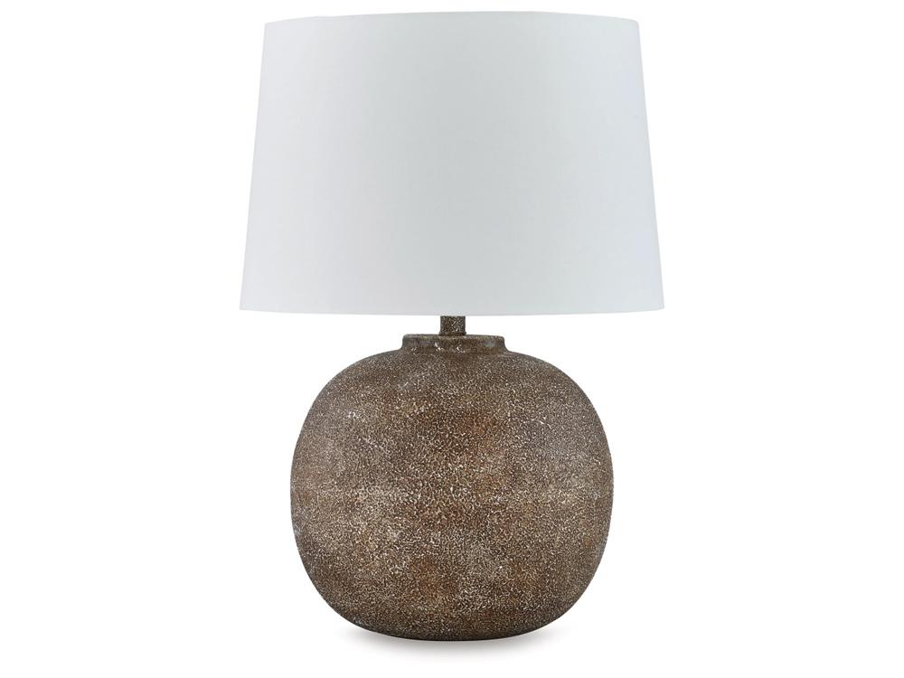 Signature Design by Ashley - Neavesboro Metal Table Lamp in Antique Brown/White - L207484 veiw 1