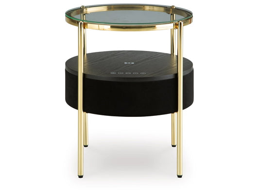 Signature Design by Ashley - Nedman Accent Table With Speaker in Black/Gold Finish - A4000669 veiw 1