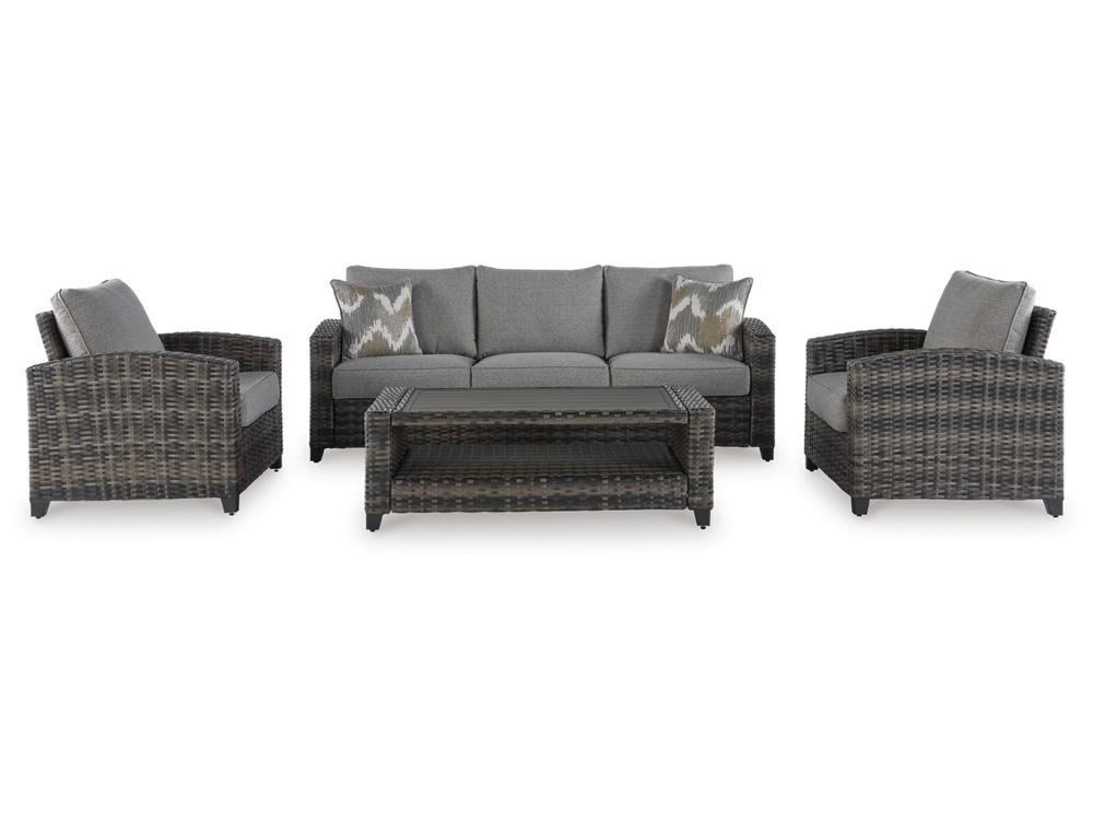 Signature Design by Ashley - Oasis Outdoor Sofa/Chairs/Table (Set of 4) in Gray - P335-081 veiw 1