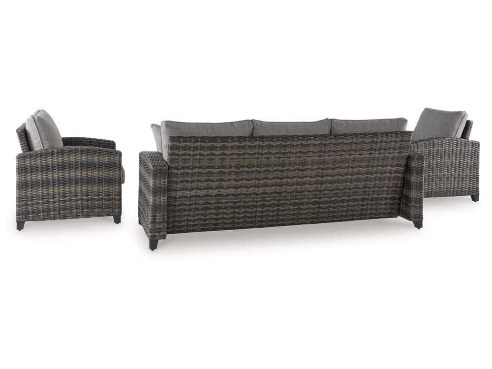 Signature Design by Ashley - Oasis Outdoor Sofa/Chairs/Table (Set of 4) in Gray - P335-081
