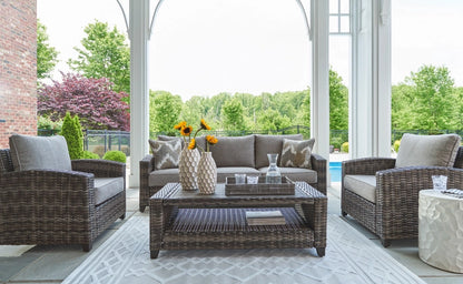Signature Design by Ashley - Oasis Outdoor Sofa/Chairs/Table (Set of 4) in Gray - P335-081