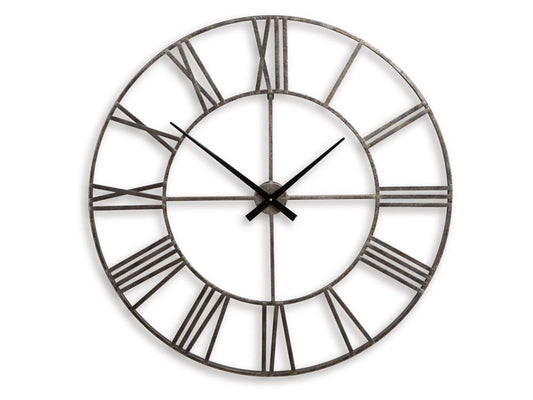 Signature Design by Ashley - Paquita Wall Clock in Antique Silver - A8010237 veiw 1
