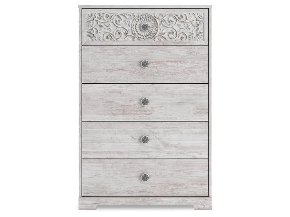 Signature Design by Ashley - Paxberry Five Drawer Chest in Whitewash - EB1811-245 veiw 1
