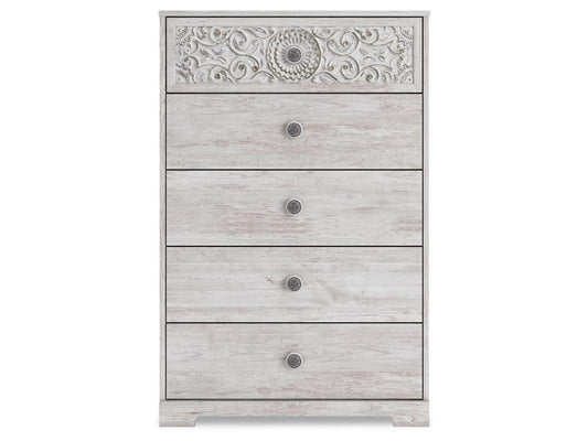 Signature Design by Ashley - Paxberry Five Drawer Chest in Whitewash - EB1811-245 veiw 1