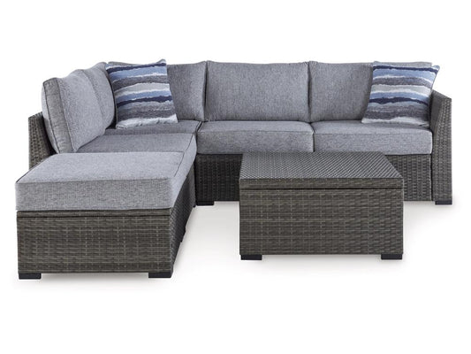 Signature Design by Ashley - Petal Road 4Pc Outdoor Loveseat Sectional/Ottoman/Table in Gray - P297-070 veiw 1