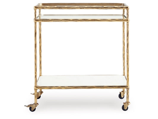 Signature Design by Ashley - Plattfield Bar Cart in Antique Gold FInish - A4000625 veiw 1
