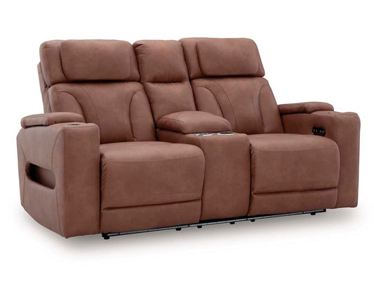 Signature Design by Ashley - Point Clear Pwr Rec Loveseat/Con/Adj Hdrst in Caramel - 5010118 veiw 1