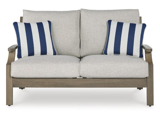 Signature Design by Ashley - Rainier Ranch Outdoor Loveseat W/Cushion in Brown/Beige - P701-835 veiw 1