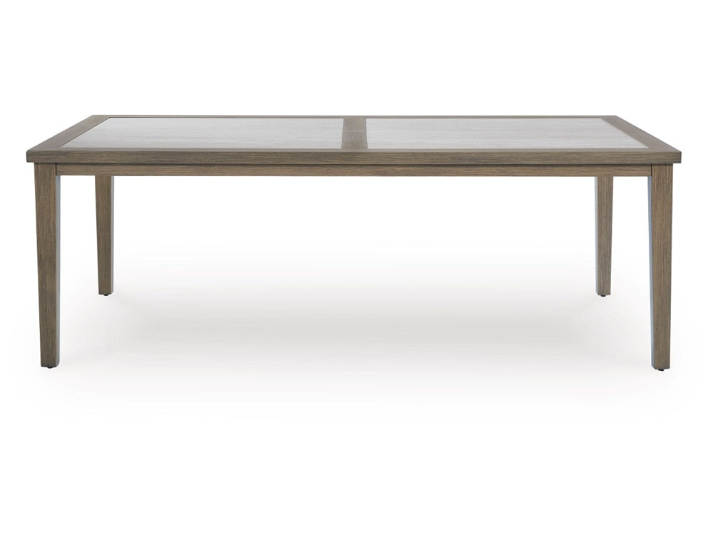 Signature Design by Ashley - Rainier Ranch Outdoor Rect Dining Table W/Umb Opt in Brown/Beige - P701-625 veiw 1