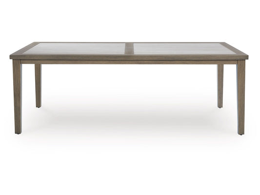 Signature Design by Ashley - Rainier Ranch Outdoor Rect Dining Table W/Umb Opt in Brown/Beige - P701-625 veiw 1