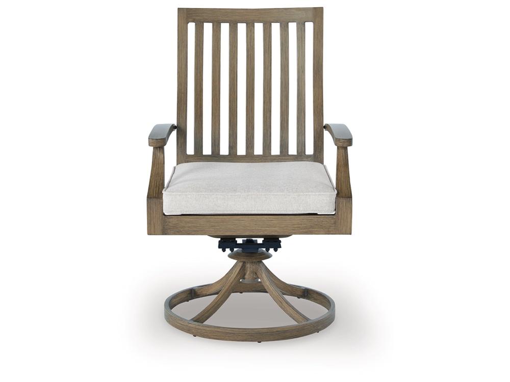 Signature Design by Ashley - Rainier Ranch Outdoor Swivel Chair W/Cushion (Set of 2) in Brown/Beige - P701-602A veiw 1