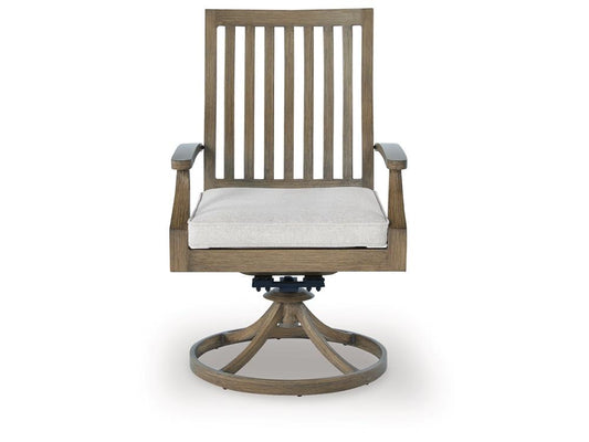 Signature Design by Ashley - Rainier Ranch Outdoor Swivel Chair W/Cushion (Set of 2) in Brown/Beige - P701-602A veiw 1
