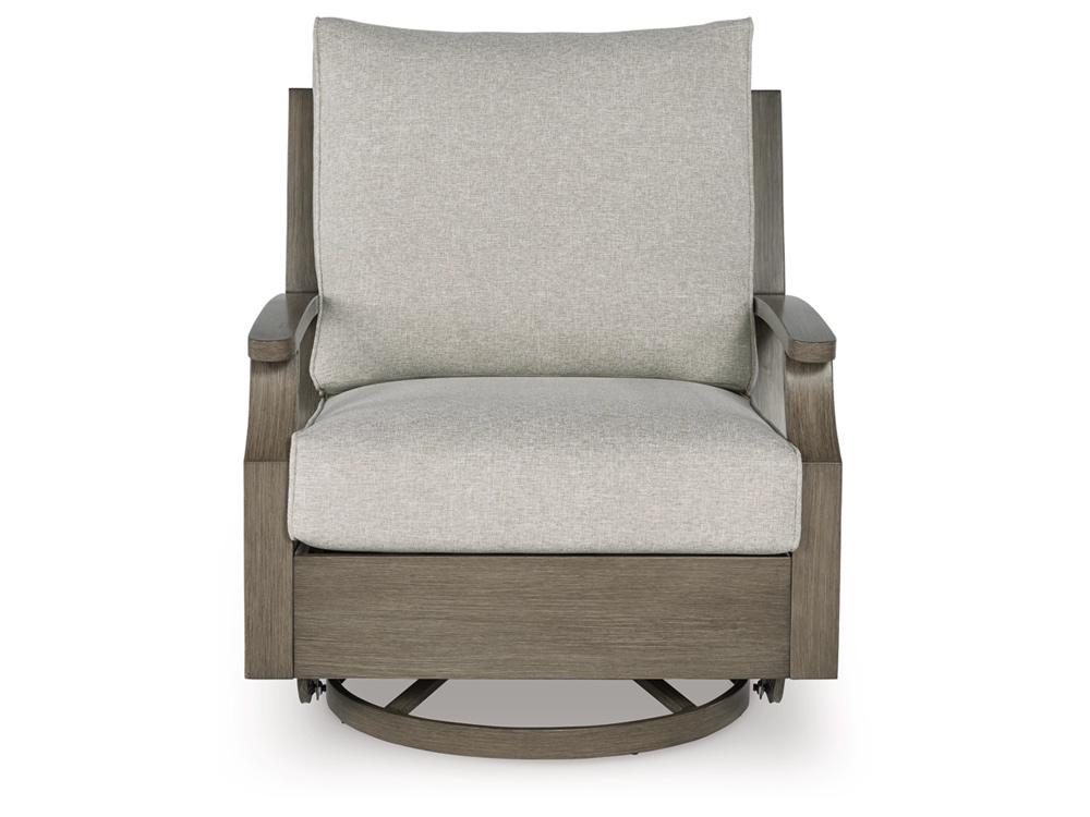 Signature Design by Ashley - Rainier Ranch Outdoor Swivel Glider Chair W/Cushion in Brown/Beige - P701-821 veiw 1