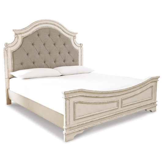 Signature Design by Ashley - Realyn California King Upholstered Panel Bed in Chipped White veiw 1