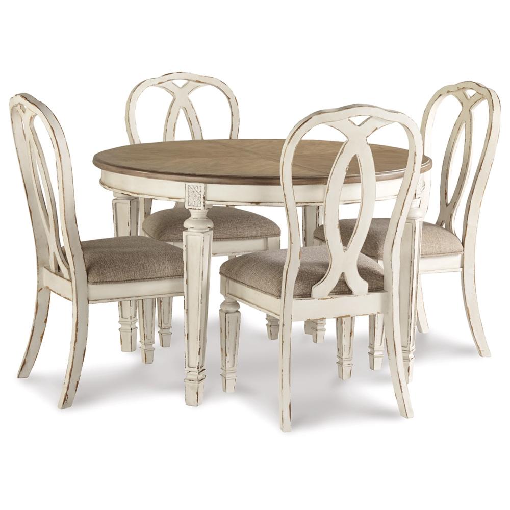 Signature Design by Ashley - Realyn Dining Table And 4 Chairs in Chipped White veiw 1