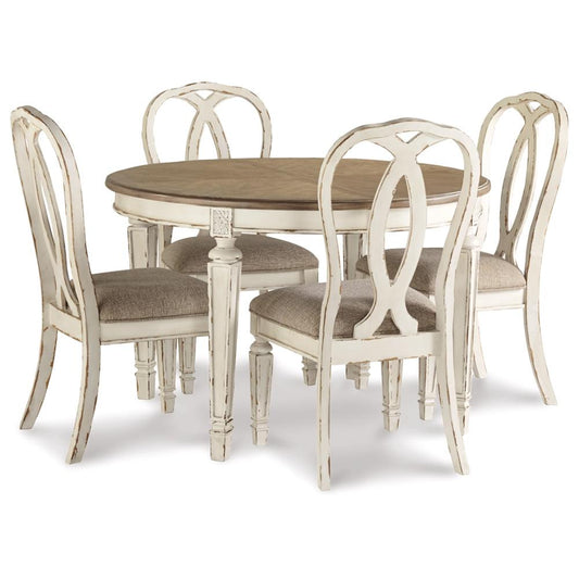 Signature Design by Ashley - Realyn Dining Table And 4 Chairs in Chipped White veiw 1