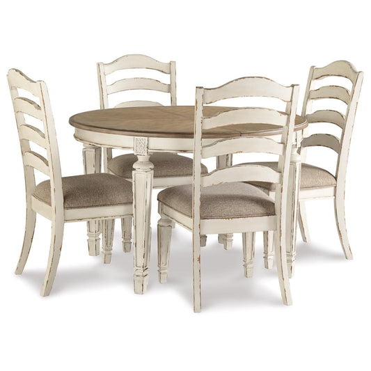 Signature Design by Ashley - Realyn Dining Table And 4 Chairs, Chipped White veiw 1