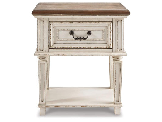 Signature Design by Ashley - Realyn One Drawer Night Stand in Chipped White - B743-91 veiw 1