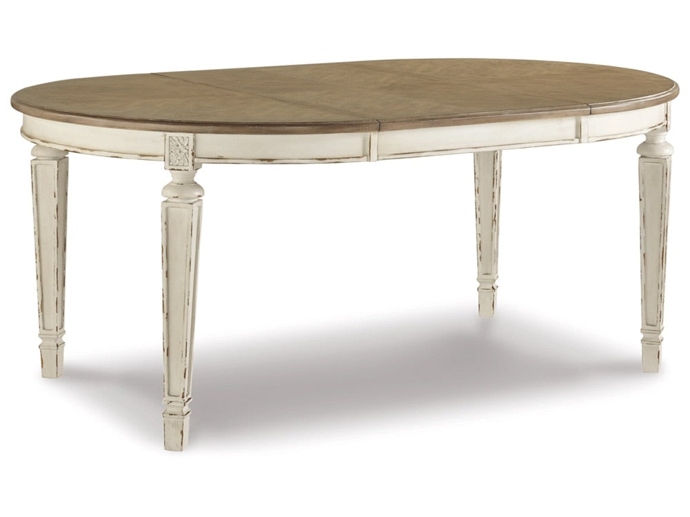 Signature Design by Ashley - Realyn Oval Dining Room Ext Table in Chipped White - D743-35 veiw 1